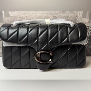 NWT Coach Quilted Tabby 33 Shoulder Bag Nappa Leather Black Gunmental CP151